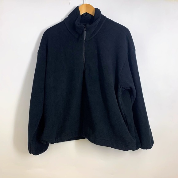 Uniqlo Tops - Uniqlo Mens Large Black Fleece Quarter Zip Pullover Sweater 241-449751 Recycled